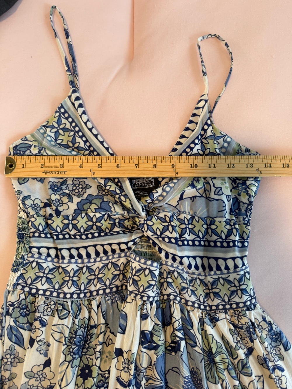 Angie Boho Blue and White Floral Twisted Bust Maxi Dress Size M Great Condition - Picture 11 of 11